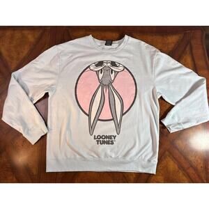 Looney Tunes Bugs Bunny Fleece Graphic Crewneck Sweatshirt Mens XXL Baby Blue